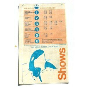 Vintage Sea World Adventure Park Show Schedule San Diego